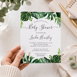 Budget Greenery Tropical Baby Shower Invitation