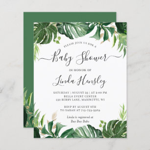Budget Greenery Tropical Baby Shower Invitations