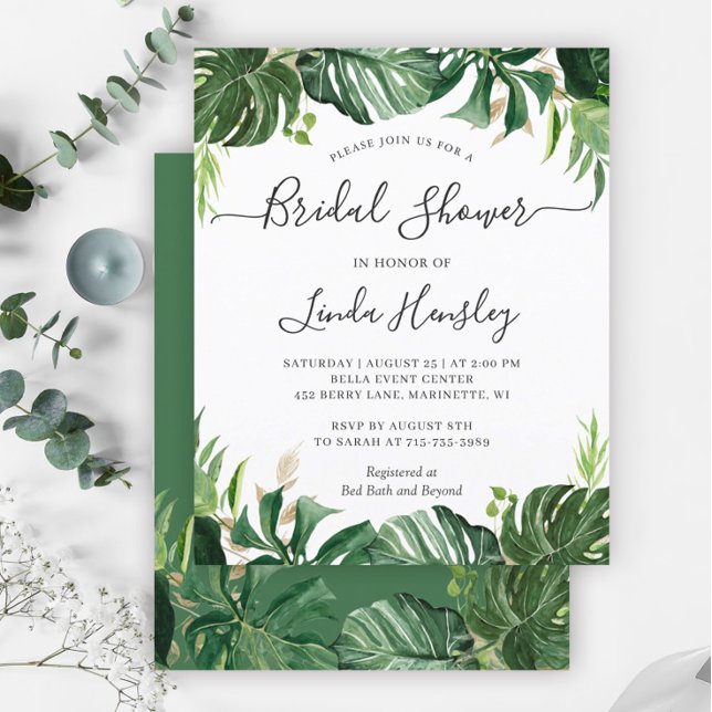 Budget Greenery Tropical Bridal Shower Invitations (Creator Uploaded)