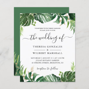 Budget Greenery Tropical Palm Leaf Wedding Invites