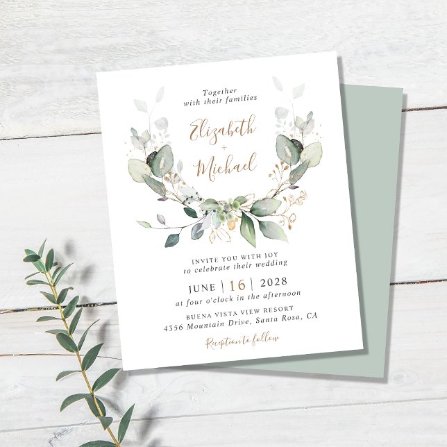 Budget Greenery Watercolor Wedding Invitation (Creator Uploaded)