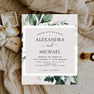 Budget Greenery Watercolor Wedding Invitations