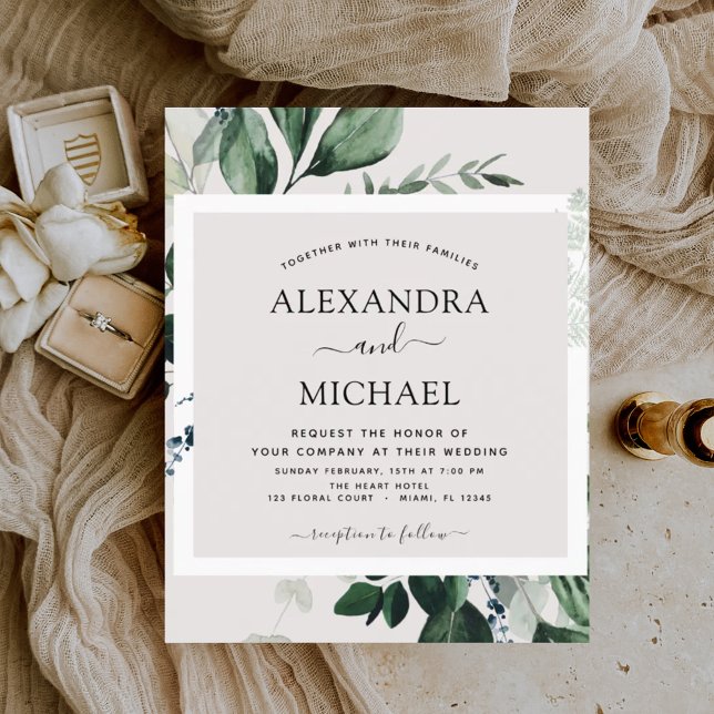 Budget Greenery Watercolor Wedding Invitations (Creator Uploaded)