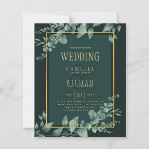 BUDGET Greenery Wedding Invitation QR CODE RSVP 