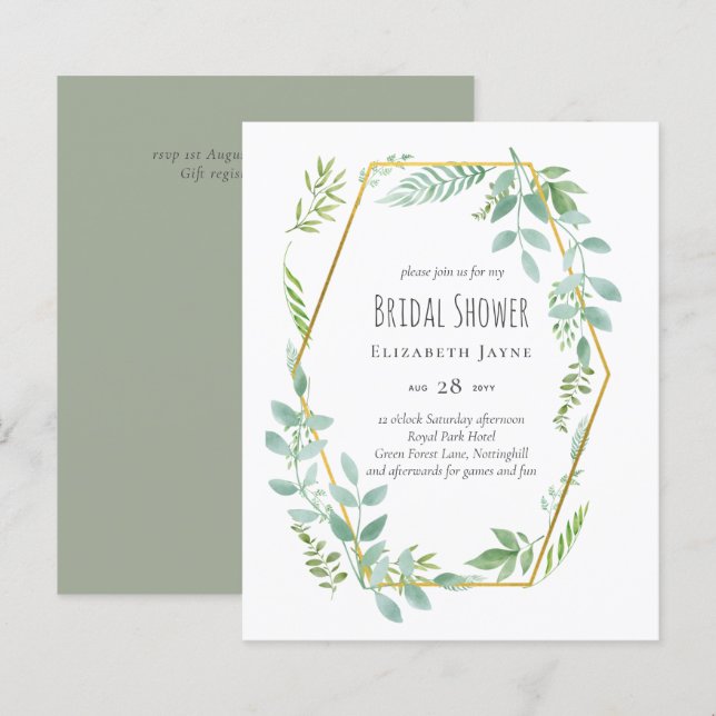 Budget  Greenery Wedding Invite (Front/Back)
