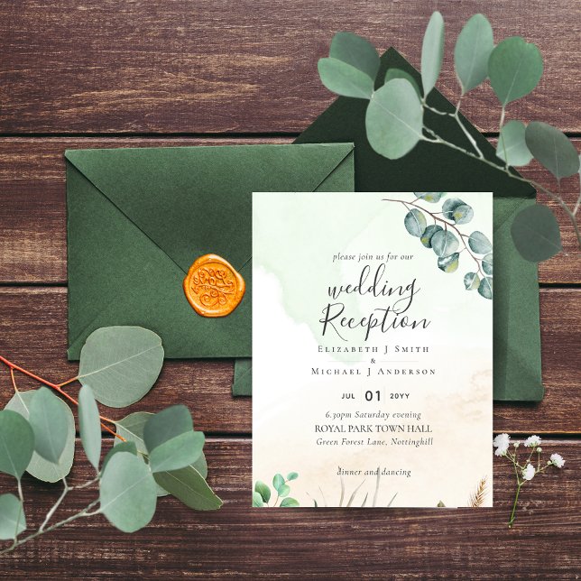 Budget Greenery Wedding RECEPTION Evening Invite   Flyer (Creator Uploaded)