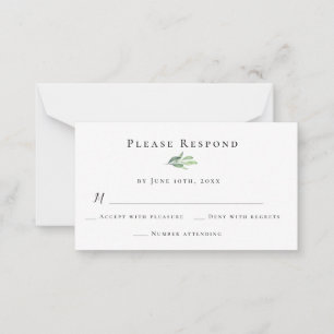 Budget Greenery Wedding Response RSVP Card
