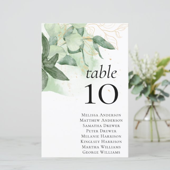 BUDGET Greenery Wedding Table Seating Chart (Standing Front)