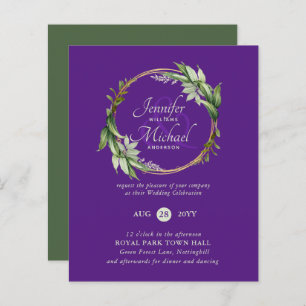 BUDGET Greenery Wreath Wedding Invitations