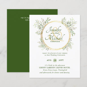 BUDGET Greenery Wreath Wedding Invite