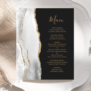 Budget Grey Agate Gold Script Dark Wedding Menu