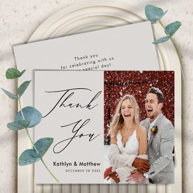 Budget Grey Elegant Script Modern Weddin Thank You (Creator Uploaded)