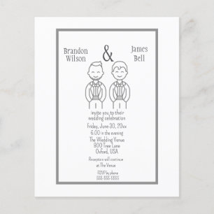 BUDGET Grey Gay Couple Wedding Invitation   Flyer