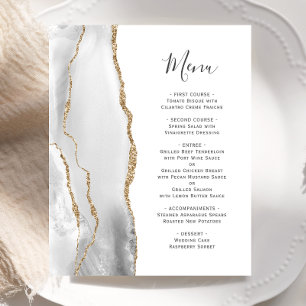 Budget Grey Gold Agate Wedding Menu