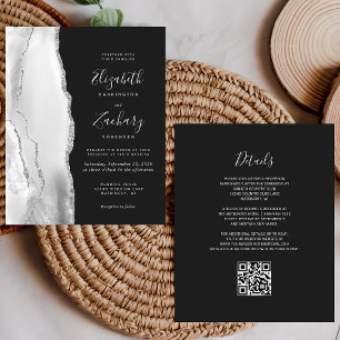 Budget Grey Silver Agate Dark QR Code Wedding