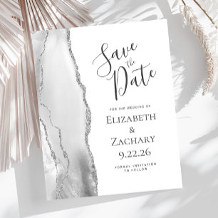 Budget Grey Silver Agate Save the Date