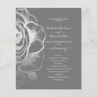Budget Grey Wedding Program card. Flyer