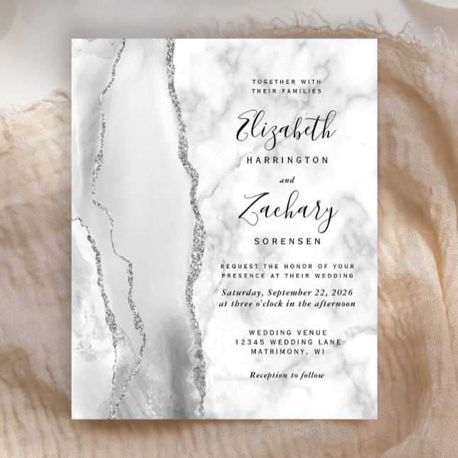 Budget Grey White Silver Agate Marble Wedding (Creator Uploaded)