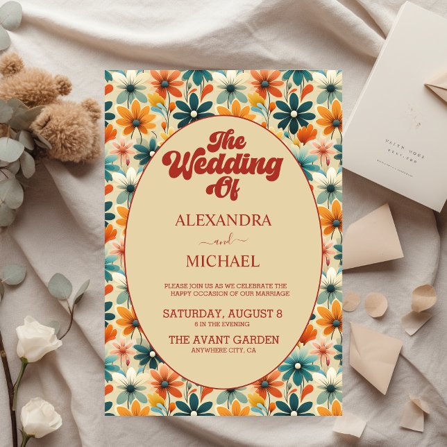 Budget Groovy Retro 70s Floral Wedding Flyer (Creator Uploaded)