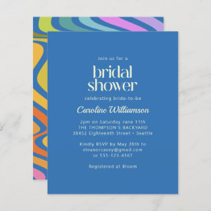 Budget Groovy Retro Abstract Blue Bridal Shower