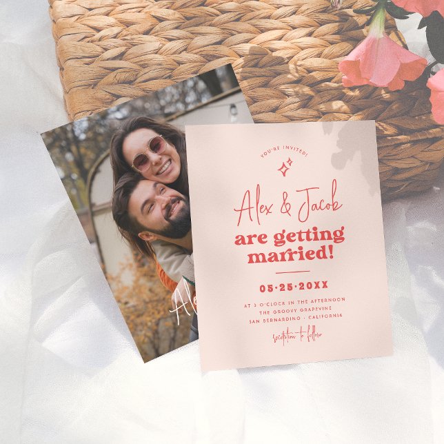 Budget Groovy Sparkle 70s Pink & Red Photo Wedding (Creator Uploaded)