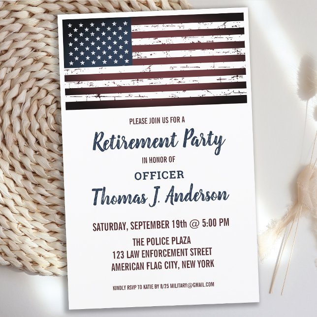 Budget Grunge American Flag Police Retirement Invi (Creator Uploaded)