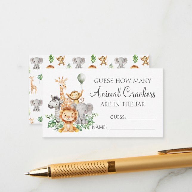 Budget Guess Animal Crackers Safari Shower Cards (Front/Back In Situ)