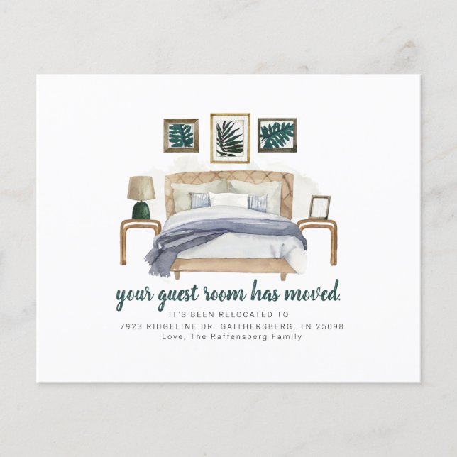 Budget Guest Room Moved Boho Moving Announcement  (Front)