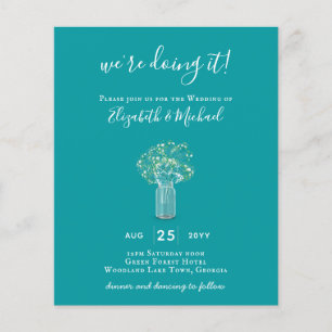 BUDGET Gypsophila Mason Jar Modern Minimal WEDDING Flyer