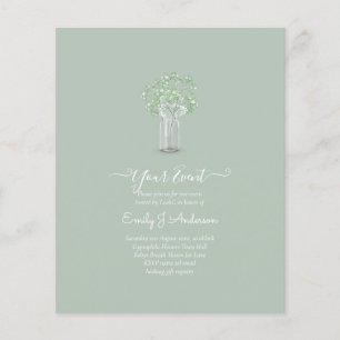 BUDGET Gypsophila Mason Jar Modern Minimal WEDDING Flyer
