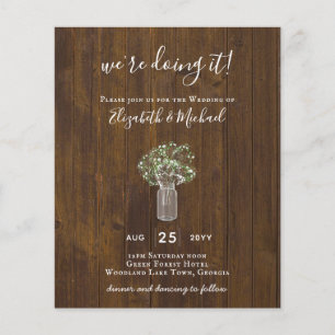 BUDGET Gypsophila Mason Jar Modern Minimal WEDDING Flyer