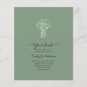 BUDGET Gypsophila Mason Jar Modern Minimal WEDDING Flyer