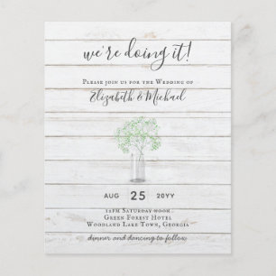 BUDGET Gypsophila Mason Jar Modern Minimal WEDDING Flyer