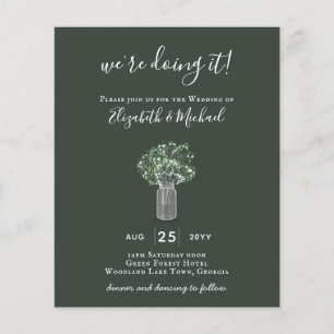 BUDGET Gypsophila Mason Jar Modern Minimal WEDDING Flyer