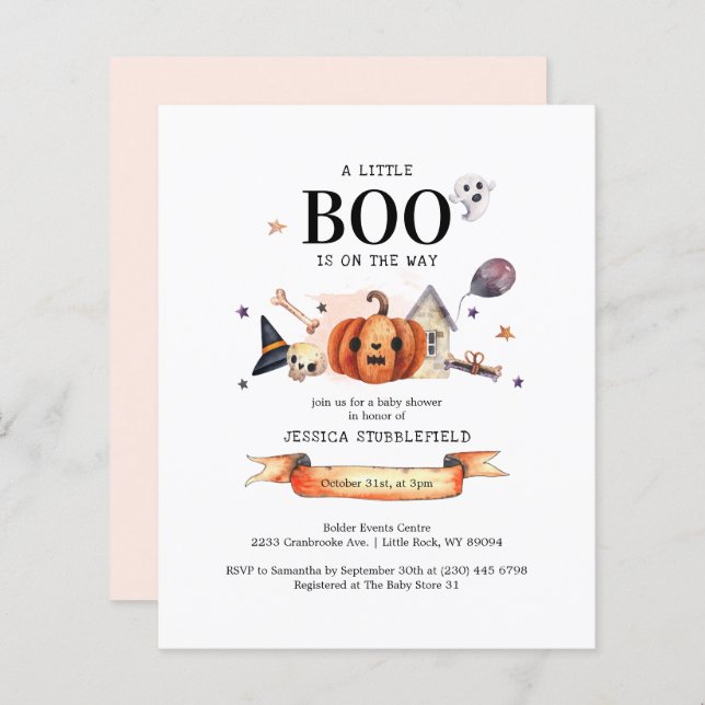 Budget Halloween Boo Baby Shower Invitation (Front/Back)