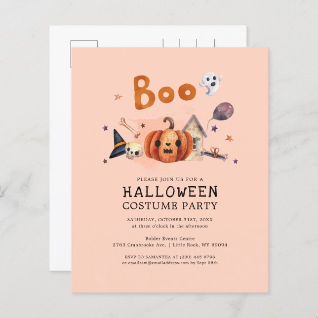 Budget Halloween Costume Kids Party Invitation (Front/Back)