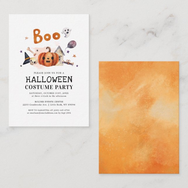 Budget Halloween Costume Party Invitation (Front/Back)