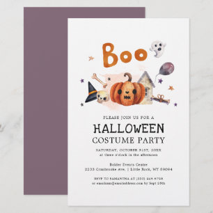 Budget Halloween Costume Party Pumpkin Invitation Stationery