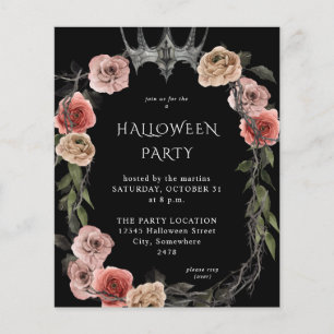 Budget Halloween Crown Pink Black Floral Party  Flyer