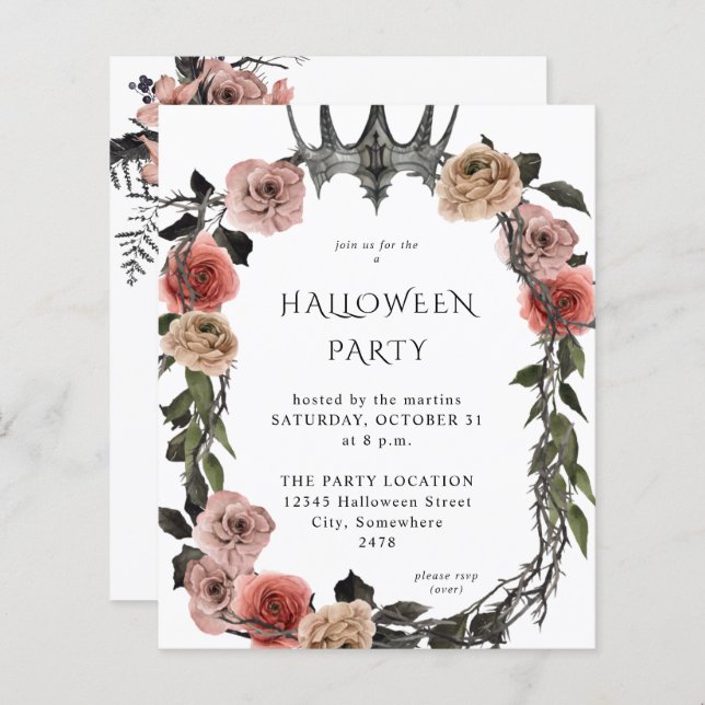 Budget Halloween Crown Pink Black Floral Party Whi (Front/Back)