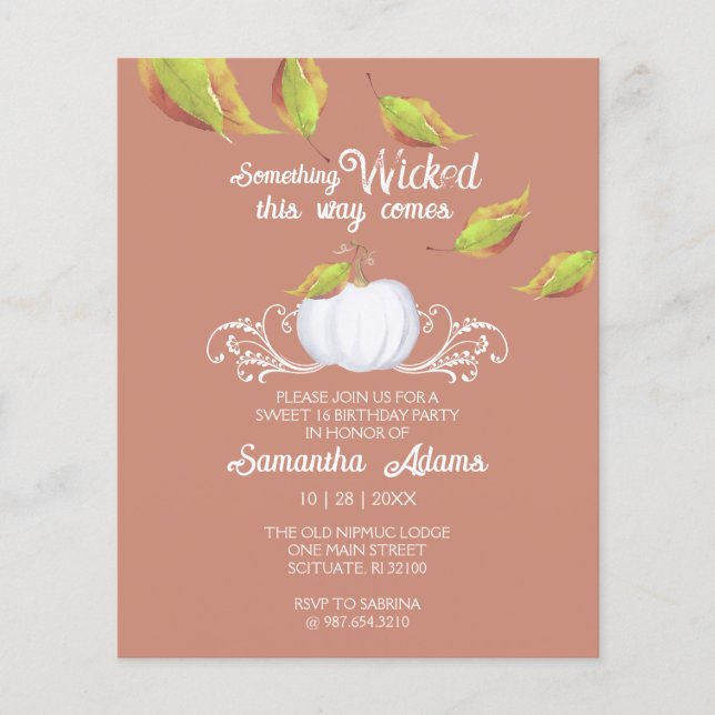 Budget Halloween Invitations Sweet 16 Birthday Flyer (Front)