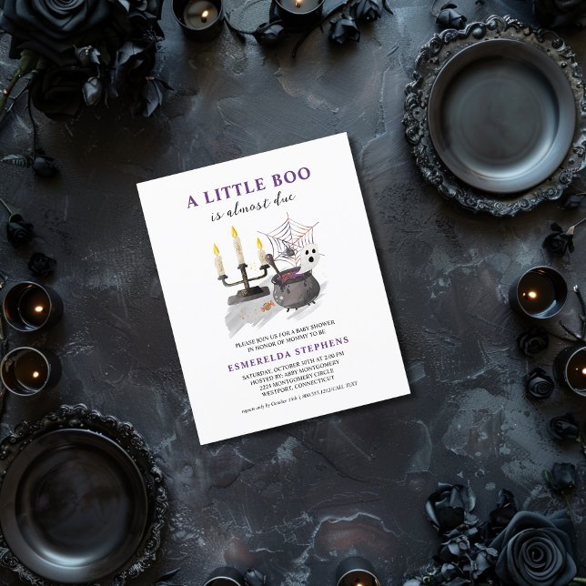 Budget Halloween Little Boo Baby Shower Invitation Flyer (A LITTLE BOO IS ALMOST DUE BUDGET INVITATION)