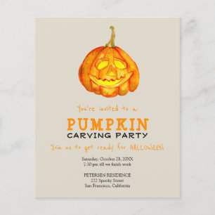 Budget Halloween pumpkin carving party invitation Flyer