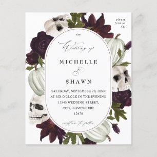 Budget Halloween Purple Floral & Skull Wedding W Flyer