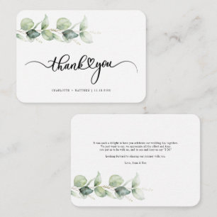Budget Hand-Lettered Eucalyptus Wedding Thank You Card