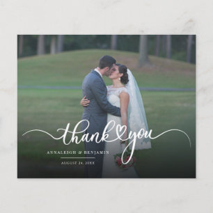 Budget Hand-Lettered Heart Thank You Wedding Card