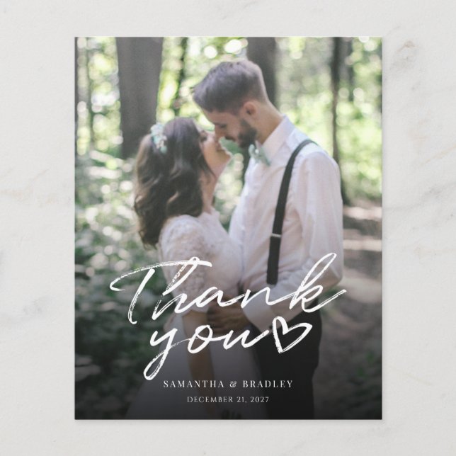 Budget Hand-Lettered Wedding Photo Thank You Card (Front)