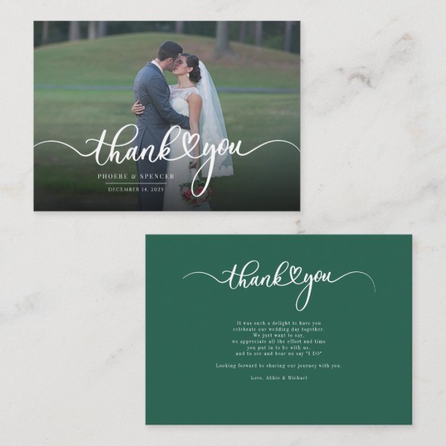 Budget Hand-Lettered Wedding Photo Thank You Card (Front/Back)