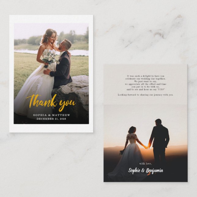 Budget Hand-Lettered Wedding Photos Thank You Card (Front/Back)