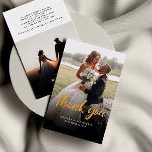 Budget Hand-Lettered Wedding Photos Thank You Card